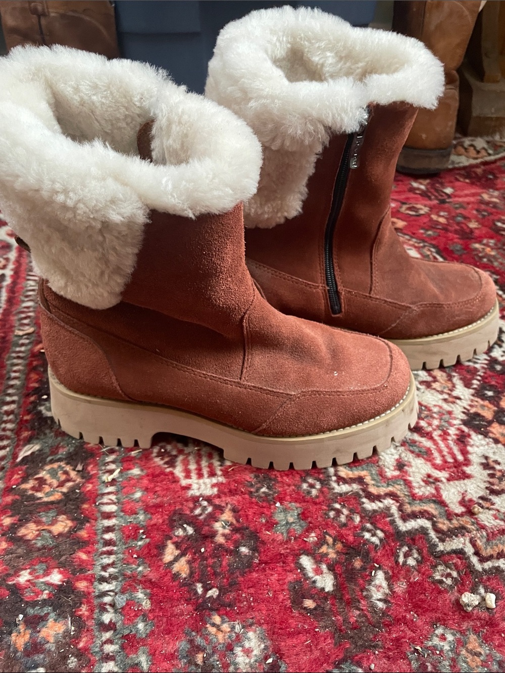 Pajar Shearling-Lined Suede Winter Ankle Boots - Brown